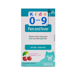 Homeocan Kids 0-9 Pain & Fever Homeopathic Medicine Cherry Flavour - Dye Free, Sugar Free 25M