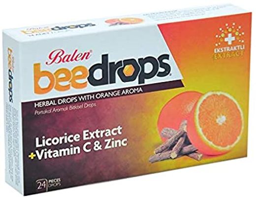 Balen Bee Drops Herbal Lozenges Orange Flavor with Licorice Extract & Vitamin C 24 per pack