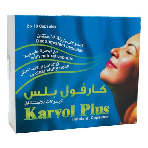 Karvol Plus Decongestant Inhalant Capsules with Natural Vapors for Stuffy Noses (20 Capsules)