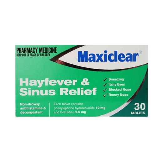 Maxiclear Hayfever Sinus Relief 30 Tablets – Oasis Pharmacy