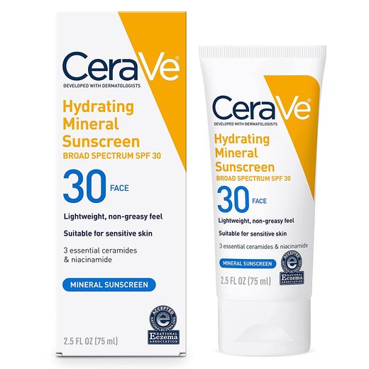 CeraVe Hydrating Mineral SPF 30 Face Sunscreen Lotion, 75ml