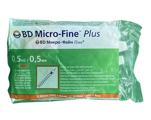 BD Micro-Fine Plus Insulin Syringes 0.5ml, 10 Pieces