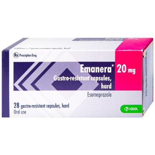 Krka Emanera 20Mg Esomeprazole Gastro Resistant Hard Capsules, 28 Pieces