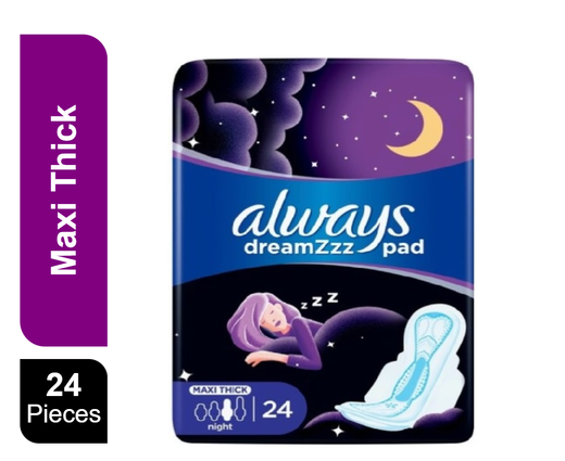 Always Dreamzzz Thick Night New Trio Feminine Pads, 24 Pads