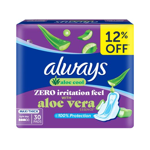 Always Clean & Dry Maxi Thick Pads with Wings, 30 Pads