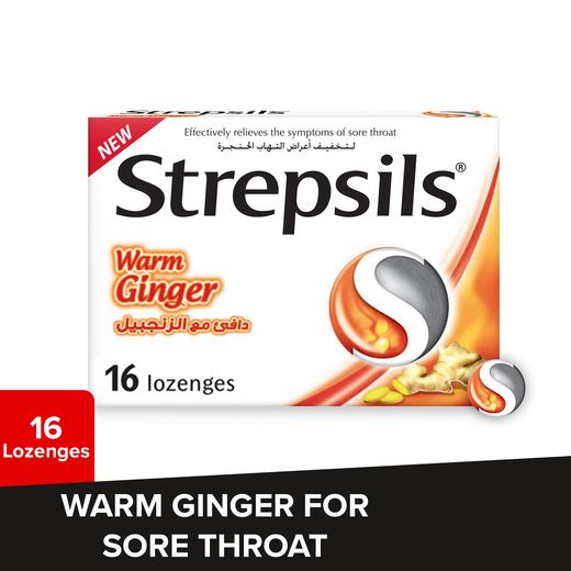 Strepsils Warm Ginger Extra Sore Throat Relief Lozenges, 16 Lozenges