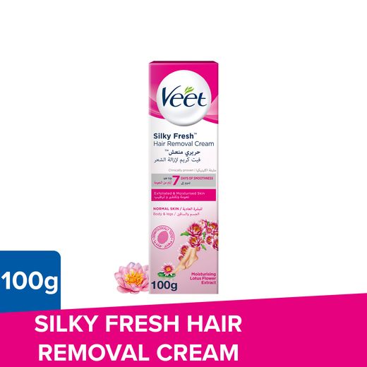 Veet Silky Fresh Moisturising Lotus Flower Extract Hair Removal Cream, 100g