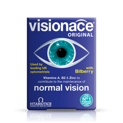 Visionace Original Vision Support Supplement With Bilberry, Vitamins A, B2 & Zinc - Gluten Free, Preservative Free, Vegetarian 30 Tablets