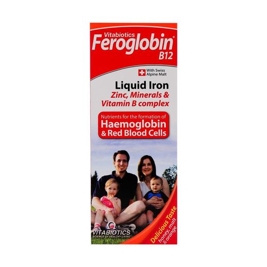 Feroglobin Liquid Iron Supplement Honey & Orange Flavor With Folic Acid, Vitamin B & Zinc For Hemoglobin Formation & Energy Support - Alcohol Free, Fat Free, Vegetarian 200Ml