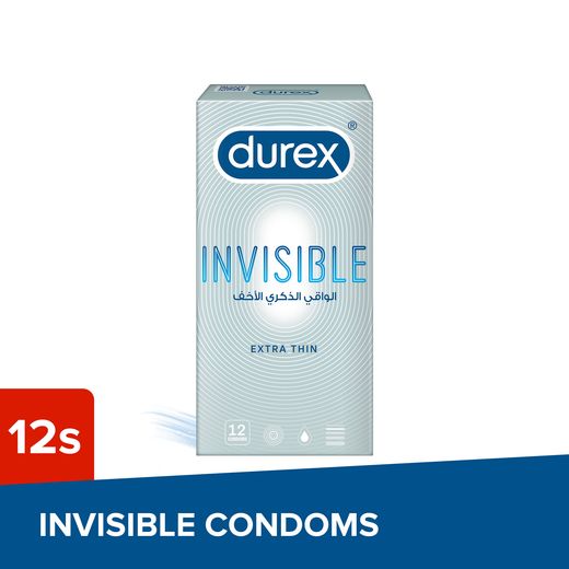 Durex Invisible Extra Thin Extra Sensitive Condoms for Men, 12 Pieces