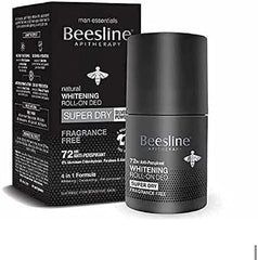 Beesline Whitening Super Dry Fragrance Free Roll On Deodorant for Men, 2x50ml