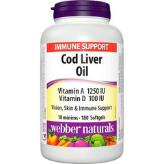 Webber Naturals Cod Liver Oil Vitamin A And D Softgels 180 Pieces