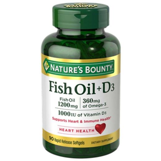 Nature's Bounty Fish Oil 1200mg+D3 1000 IU Softgels 90's