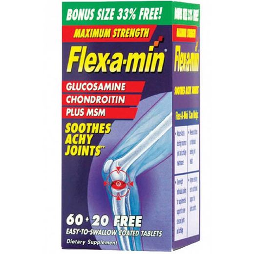 Nature's Bounty Flexamin Joint Support Supplement with Glucosamine, Chondroitin & MSM - gluten free, milk free, lactose free 80 tablets