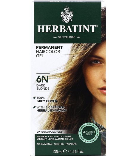 Herbatint Permanent Hair Color Gel 6N Dark Blonde - vegan, ammonia free, paraben free 1 pack