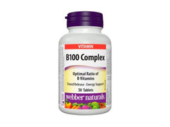 Webber Naturals B100 Complex Energy Support Supplement - GMO free, gluten free, vegan 30 tablets