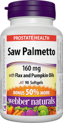 Webber Naturals 160mg Saw Palmetto Supplement for Men - artificial colors free, preservatives free 60 Softgels