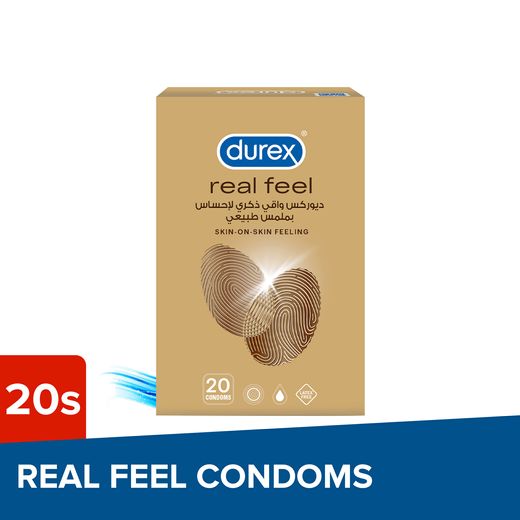 Durex Real Feel Condoms for Men, 20 Pieces