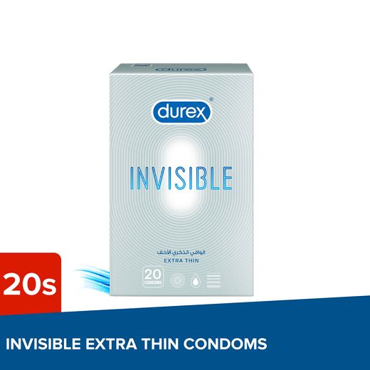 Durex Invisible Extra Thin Condoms for Men, 20 Pieces