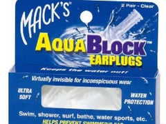 Mack's Aqua Block Earplugs Water Protection Clear, 2 Pair