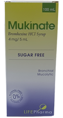 Mukinate Bromhexine Hci Syrup (4Mg/5ml), 100ml