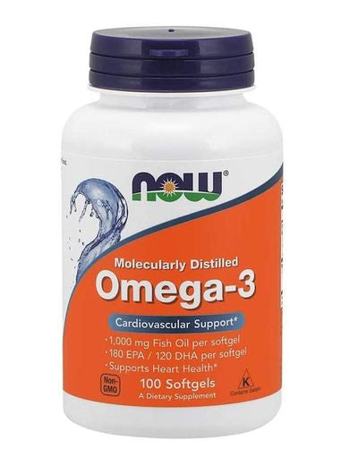 Now Molecularly Distilled Omega 3 Supplement For Heart & Cardiovascular Support - Cholesterol Free 100S Cap