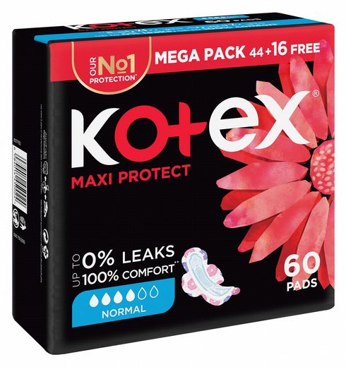 Kotex Maxi Thick Normal Pads, 60 Pads