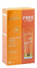 Beesline Ultrascreen Cream Invisible Sun filter Spf50 For Delicate Skin Free, 2x60ml