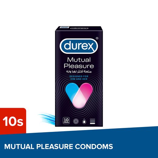 Durex Mutual Pleasure Stimulating Condoms for Men, 10 Pieces