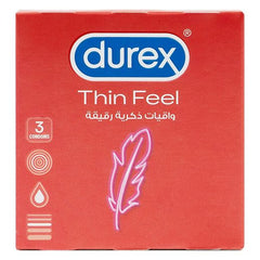 Durex Thin Feel Lubed Condoms for Men, 3 Pieces