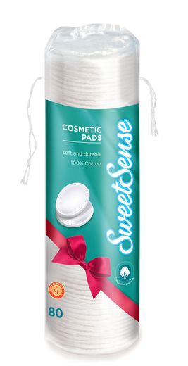 SweetSense Cosmetic Cotton Pads, 80 Pieces