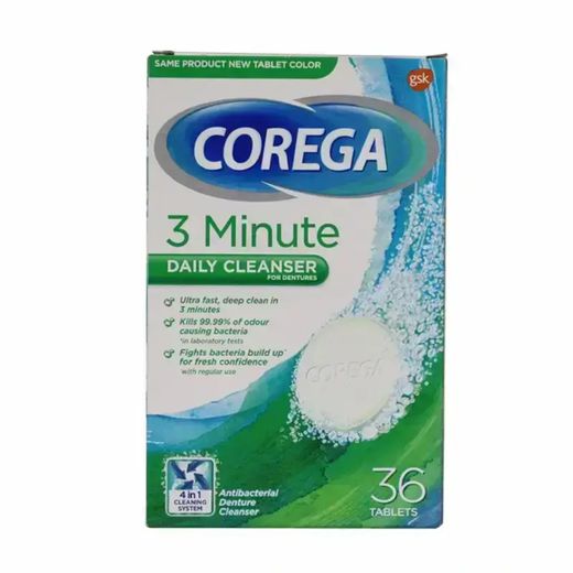 Corega 3 Minutes Daily Cleanser For Dentures 36 Tablets