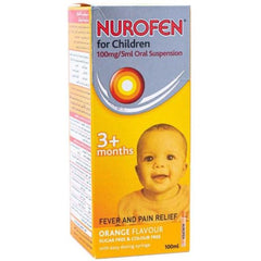 Nurofen Fever & Pain Relief for 3M+ Children Orange Flavor, 100ml