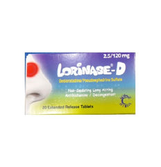 Lorinase-D Desloratadine/Pseudoephedrine (2.5/120 Mg), 20 Tablets