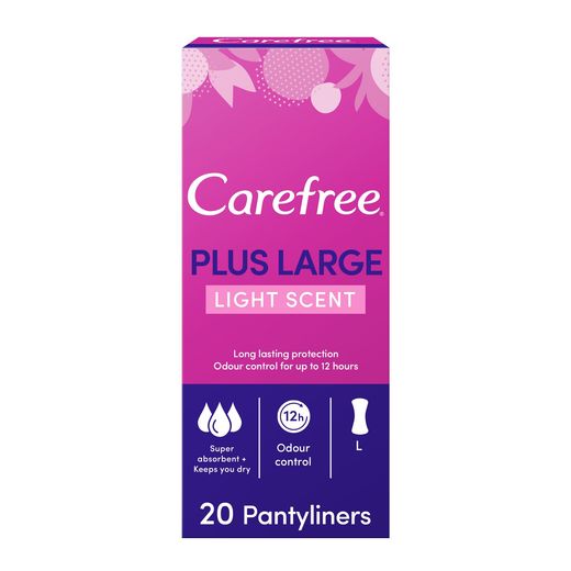 Carefree Plus Large Unscented Scent Pantyliners, 20 Pieces