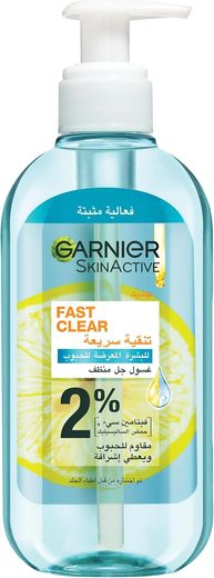 Garnier Skin Active 2% Salicylic Acid Fast Clear Gel Cleanser, 200ml