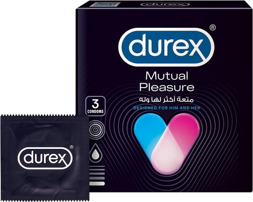 Durex Mutual Pleasure Stimulating Condoms for Men, 3 Pieces