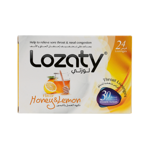 Lozaty Honey & Lemon Throat Lozenges, 24 Pieces