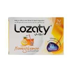 Lozaty Honey & Lemon Throat Lozenges, 24 Pieces