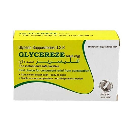 GlycerEze Adult Suppositories, 10 Pieces