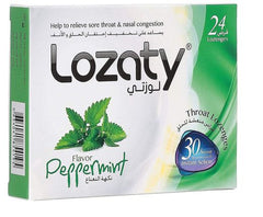 Lozaty Throat Lozenges Peppermint Flavor for Sore Throat & Nasal Congestion, 24 Pieces