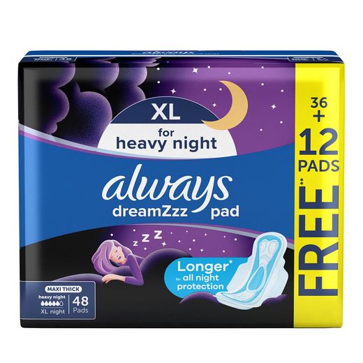 Always Dry & Comfort Night Sanitary Pads Large, 48 Pieces