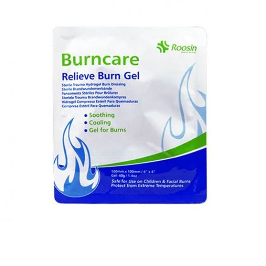 Roosin Burn Care Relieve Burn Gel (100mmx100mm) Contain Gel, 40g