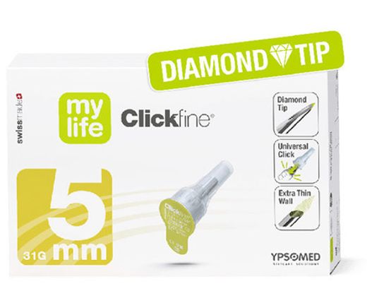 YpsoMed My Life Clickfine Diamond 5mm 31g Capacity, 100 Pieces