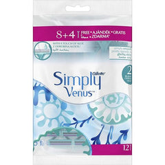 Gillette Simply Venus 2 Women's Disposable Razor, 12 Pieces