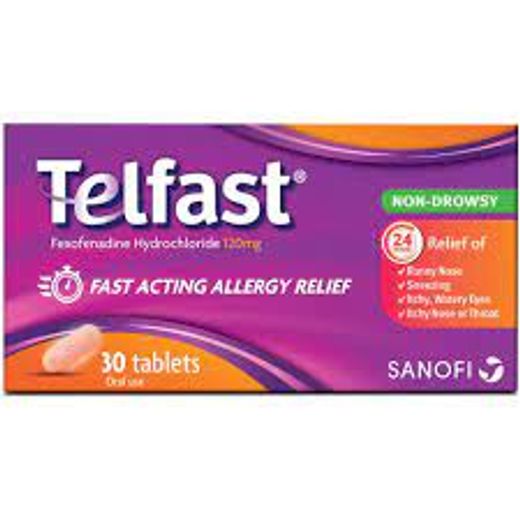 Telfast 120mg Anti-Allergy Tablets for Quick Allergy Relief 30's