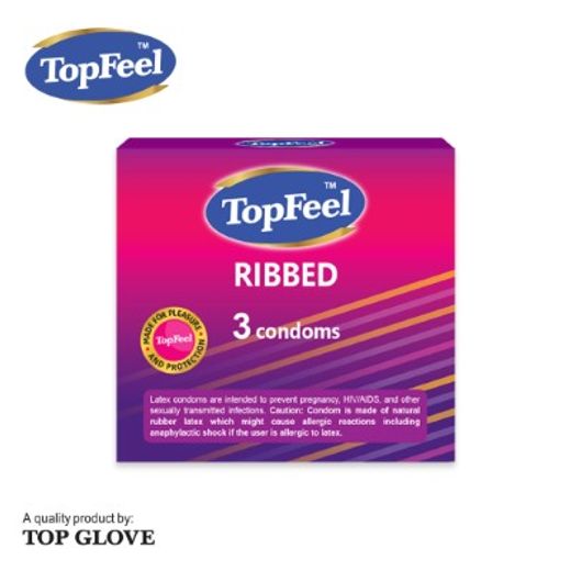 Topfeel Ribbed Condoms, 3 Pieces