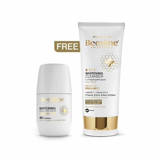 Beesline Whitening Roll On Deo Fragrance Free 50 ml + Beesline 4 In 1 Whitening Cleanser 150 ml Free