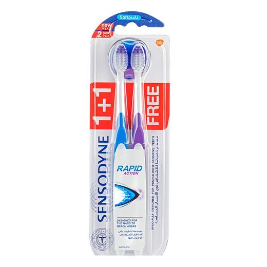 Sensodyne Rapid Action Soft Toothbrush, 1+1 Piece